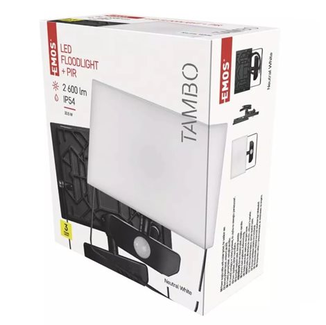 ZS2931 LED Reflektor TAMBO PIR ZS2931 16,5x6,4x18,5cm 30W 2400lm 4000K IP54 9