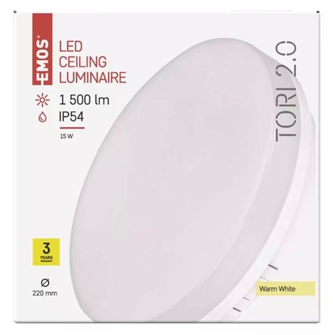 ZM4121 LED svítidlo přisazené TORI kruh 22cm 15W 1250lm 3000K IP54 6