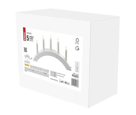 DCAZ01 Svícen na 5x žárovičku E10 dřevěný bílý, oblouk, 20x38 cm, vnitřní, teplá bílá 3