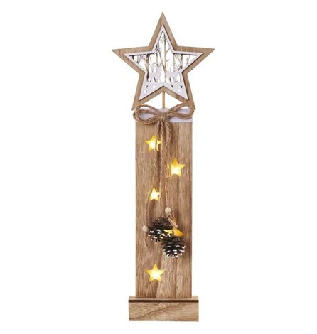DCWW10 5LED XMAS  WOOD STAR 2AA T WW 2
