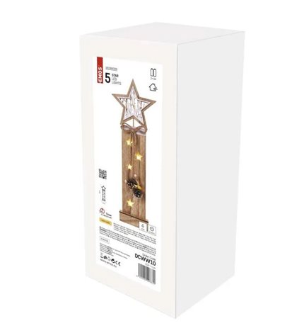 DCWW10 5LED XMAS  WOOD STAR 2AA T WW 3