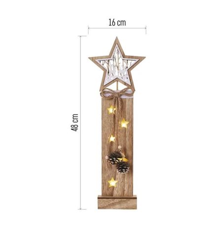 DCWW10 5LED XMAS  WOOD STAR 2AA T WW 6