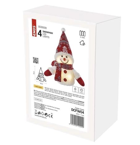 DCFW04 LED vánoční sněhulák svítící, 25 cm, 3x AAA, vnitřní, teplá bílá 3