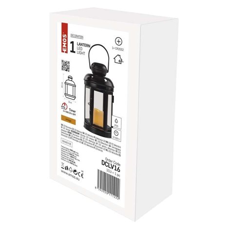DCLV16 BLACK LANTER 1LED CANDLE 3AAA VNT 4