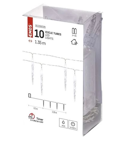 DCGC01 10LED XMAS ICIC TUBE 2AA T CW 2