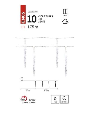 DCGC01 10LED XMAS ICIC TUBE 2AA T CW 8