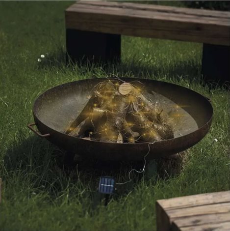D3ZW01 LED nano řetěz se solárním panelem, měděný, 12 m, venkovní i vnitřní, teplá bílá, časovač 6