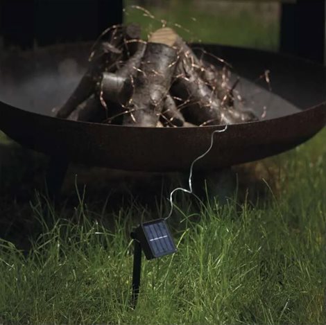 D3ZW01 LED nano řetěz se solárním panelem, měděný, 12 m, venkovní i vnitřní, teplá bílá, časovač 7