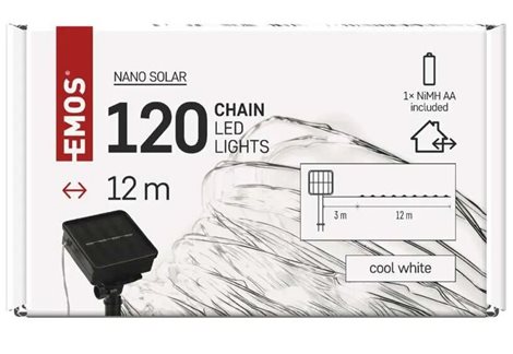 D3ZC01 LED nano řetěz se solárním panelem, 12 m, venkovní i vnitřní, studená bílá, časovač 7