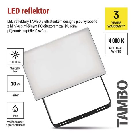 ZS2512 LED reflektor TAMBO, 10 W, 1000 lm, IP65, černý 9