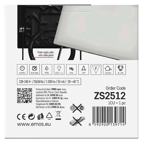 ZS2512 LED reflektor TAMBO, 10 W, 1000 lm, IP65, černý 15