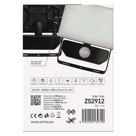 ZS2912 LED reflektor TAMBO se senzorem pohybu, 10 W, 1000 lm, černý 16