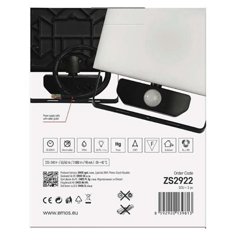 LED Reflektor TAMBO PIR ZS2922 13,5x6,4x16,5cm 20W 2000lm 4000K IP54 15
