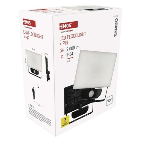 LED Reflektor TAMBO PIR ZS2922 13,5x6,4x16,5cm 20W 2000lm 4000K IP54 16