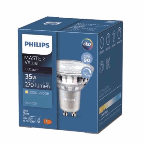 MASTER LEDspot Value DT 3.7-35W GU10 927 36D LED Žárovka 3,7W 260lm 2