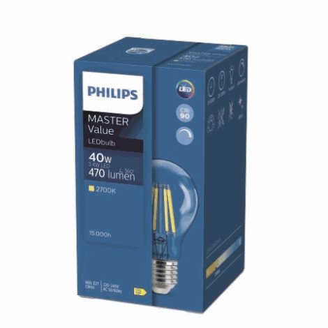 MASTER Value LEDBulb D 3.4-40W E27 927 A60 CL G LED Žárovka 3,4W 470lm 2