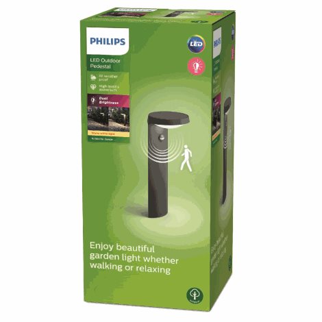 Tyla IR venkovní sloupkové LED svítidlo se senzorem 9W 820lm 2700K IP44 40cm, antracit 5