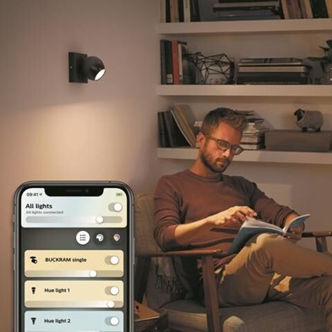 Hue WA Buckram bodové LED svítidlo GU10 5W 350lm 2200-6500K IP20, černé + ovladač 6