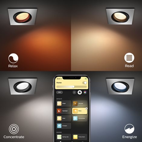 Hue WACA Centura podhledové LED svítidlo GU10 5,7W 350lm 2000-6500K RGB IP20 hranaté, hliník 12