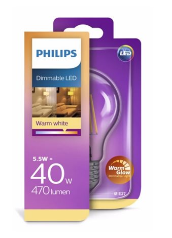 LED žárovka Philips Classic 40W A60 E27 WW CL WGD SRT4 2200K 2