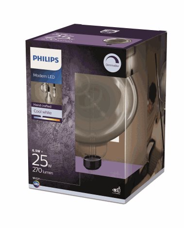 Vintage LED žárovka E27 G200 6,5W 270lm 4000K stmívatelná, smoky 2