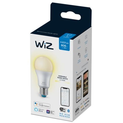 WiZ LED žárovka E27 A60 8W 806lm 2700K IP20, stmívatelná 2