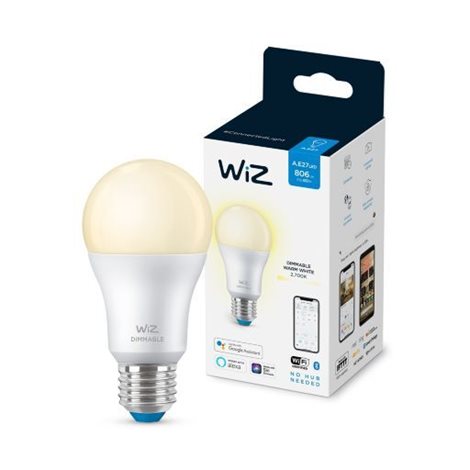 WiZ LED žárovka E27 A60 8W 806lm 2700K IP20, stmívatelná 3