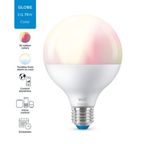 WiZ LED žárovka E27 G95 Globe 11W 1055lm 2200-6500K RGB IP20, stmívatelná 5