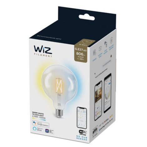 WiZ LED filament žárovka E27 G125 7W 806lm 2700-6500K IP20, stmívatelná 2