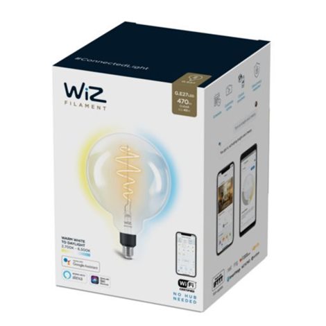 WiZ LED filament žárovka E27 G200 6,7W 470lm 2700-6500K IP20, stmívatelná 2