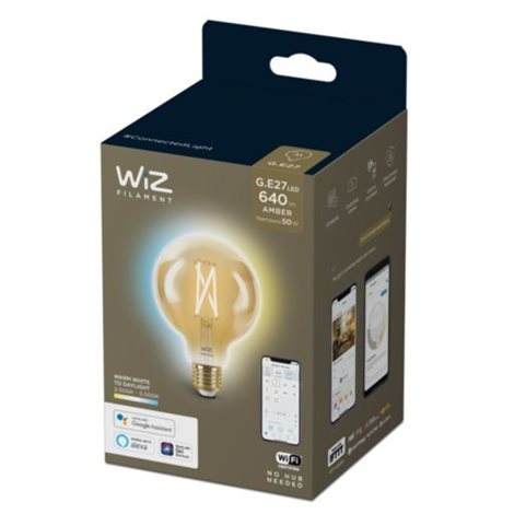 WiZ LED filament amber žárovka E27 G95 7W 640lm 2000-5000K IP20, stmívatelná 2