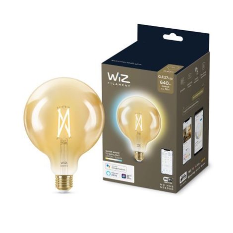 WiZ LED žárovka filament amber E27 G125 7W 640lm 2000-5000K IP20, stmívatelná 3
