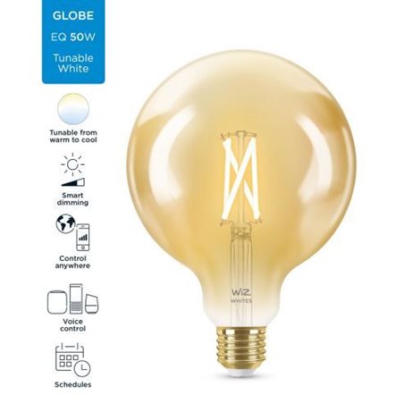 WiZ LED žárovka filament amber E27 G125 7W 640lm 2000-5000K IP20, stmívatelná 4