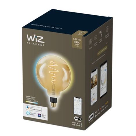WiZ LED žárovka filament amber E27 G200 6W 390lm 2000-5000K IP20, stmívatelná 2