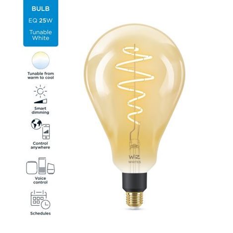 WiZ LED žárovka filament amber E27 PS160 6W 390lm 2000-5000K IP20, stmívatelná 5
