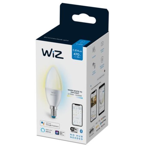 WiZ LED žárovka E14 C37 4,9W 470lm 2700-6500K IP20, stmívatelná 2