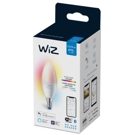 WiZ LED žárovka E14 C37 4,9W 470lm 2200-6500K RGB IP20, stmívatelná 2