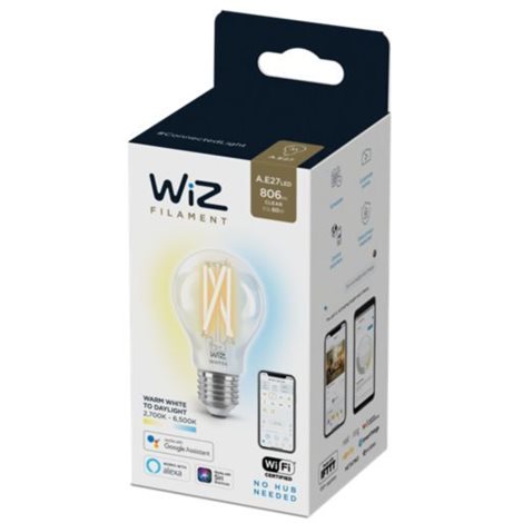 WiZ LED žárovka filament E27 A60 7W 806lm 2700-6500K IP20, stmívatelná 2