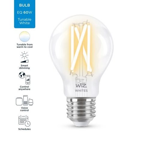 WiZ LED žárovka filament E27 A60 7W 806lm 2700-6500K IP20, stmívatelná 4