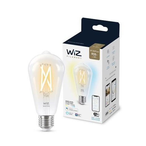 WiZ LED žárovka filament E27 ST64 7W 806lm 2700-6500K IP20, stmívatelná 3