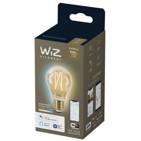WiZ LED žárovka filament amber E27 A60 7W 640lm 2000-5000K IP20, stmívatelná 2
