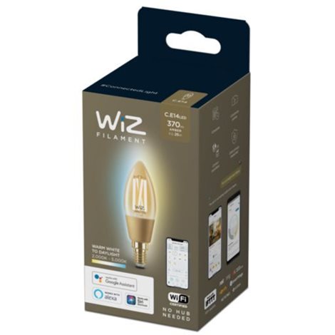 WiZ LED žárovka filament amber E14 C35 4,9W 370lm 2000-5000K IP20, stmívatelná 2
