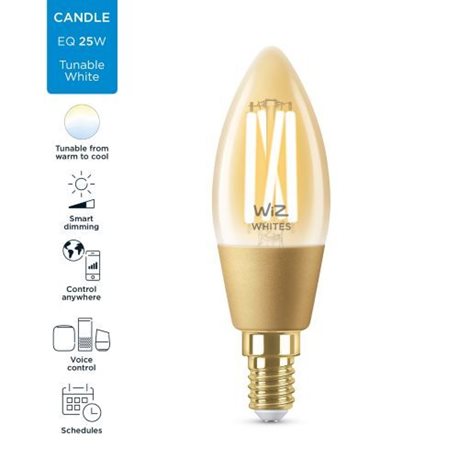 WiZ LED žárovka filament amber E14 C35 4,9W 370lm 2000-5000K IP20, stmívatelná 4