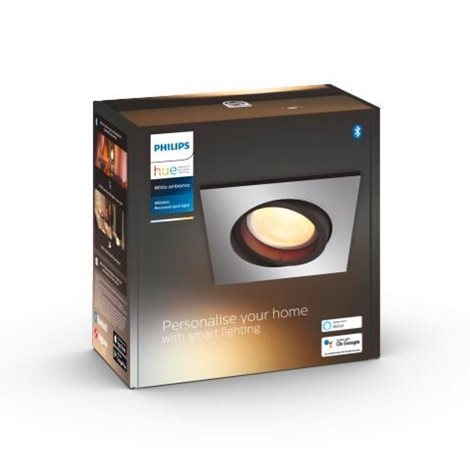 Hue WA Milliskin podhledové LED svítidlo 1xGU10 5W 350lm 2200-6500K IP20 hranaté, hliník 4