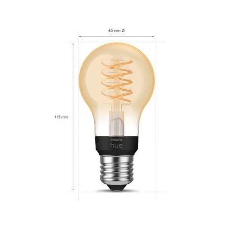 HUE White LED Filament žárovka E27 A60 7W 580lm 2100K IP20, stmívatelné 2