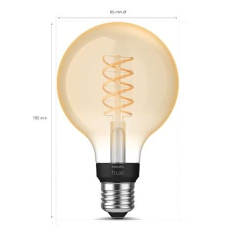 HUE White LED Filament žárovka E27 G93 7W 550lm 2100K IP20, stmívatelná 2