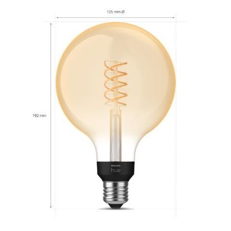 HUE White LED Filament žárovka E27 G125 7W 550lm 2100K IP20, stmívatelná 2