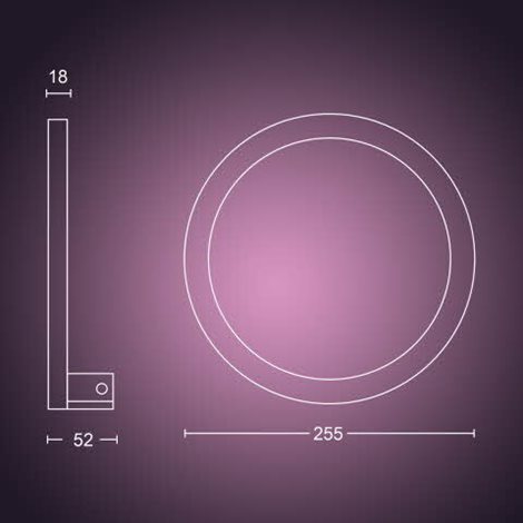 Hue WACA Sana nástěnné LED svítidlo 1x20W 1400lm 2000-6500K RGB IP20 25,5cm černá 5