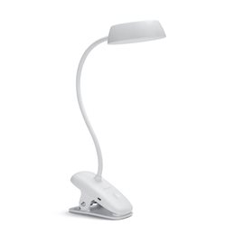 Donutclip stolní LED lampa na klip 1x3W 175lm 4000K IP20 USB, krokové stmívání, bílá