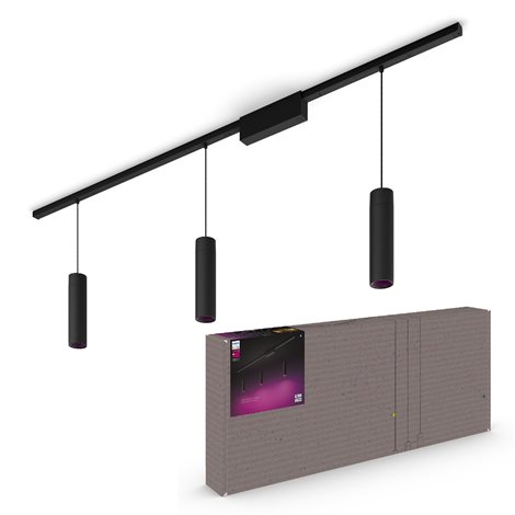 Hue Perifo lištové svítidlo se 3 závěsy, LED WACA 15,6W 1530lm 2000-6500K RGB, černá 2